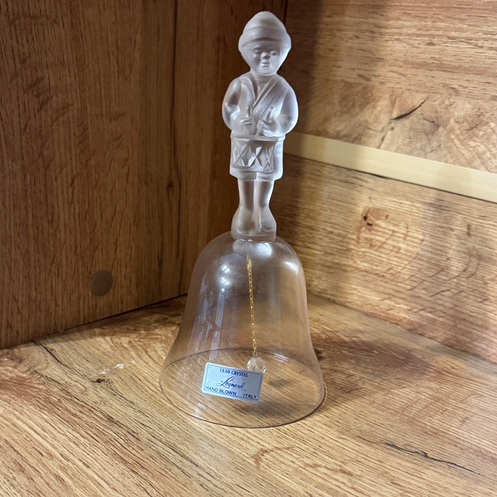 Leonard Hand Blown Frosted Little DrummerBoy Glass Bell